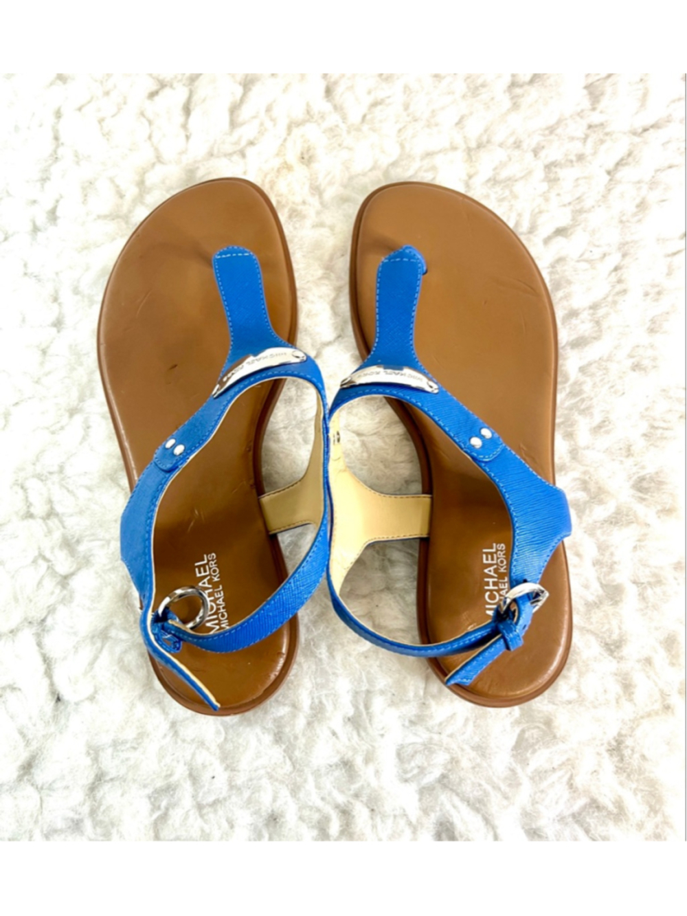 MICHAEL Michael Kors Plate Thong Sandals in blue women size 7.5M - Picture 4 of 10